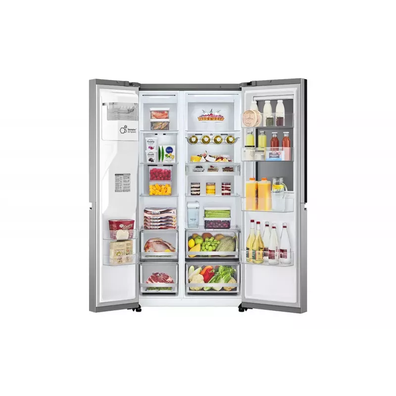 LG InstaView GSXV91PZAE šaldytuvas šaldiklis Side-by-Side laisvai pastatomas 635 L juodas nerūdijantis plienas