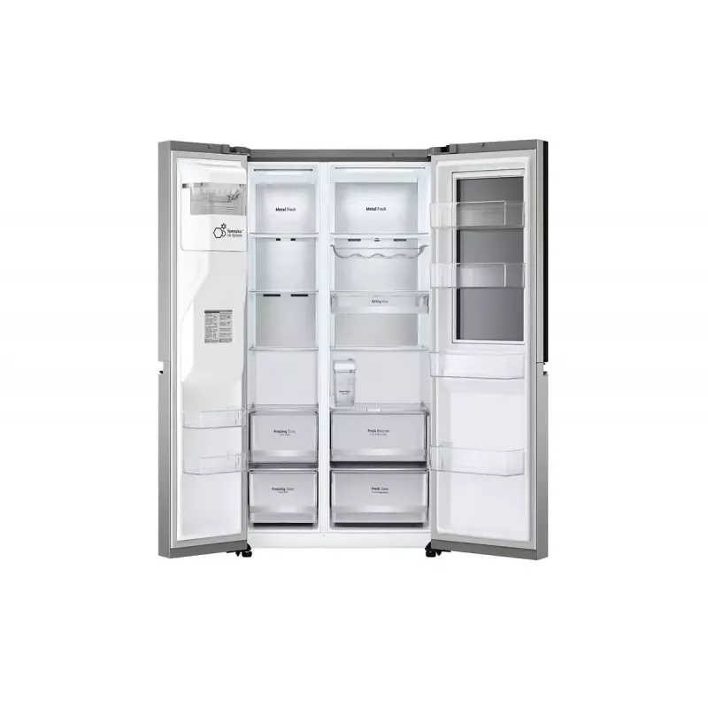 LG InstaView GSXV91PZAE šaldytuvas šaldiklis Side-by-Side laisvai pastatomas 635 L juodas nerūdijantis plienas