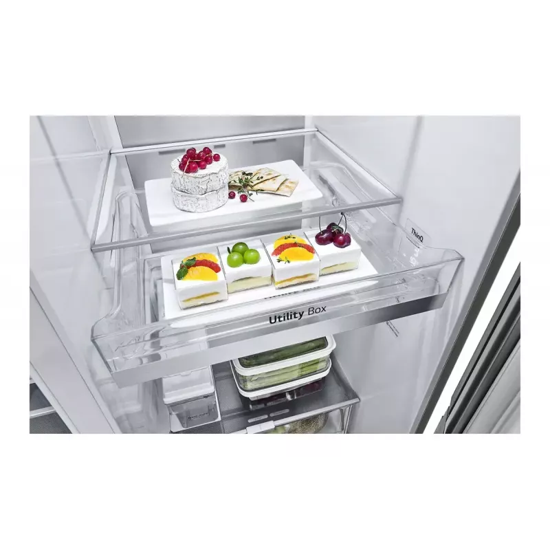 LG InstaView GSXV91PZAE šaldytuvas šaldiklis Side-by-Side laisvai pastatomas 635 L juodas nerūdijantis plienas