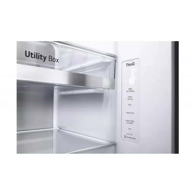 LG InstaView GSXV91PZAE šaldytuvas šaldiklis Side-by-Side laisvai pastatomas 635 L juodas nerūdijantis plienas