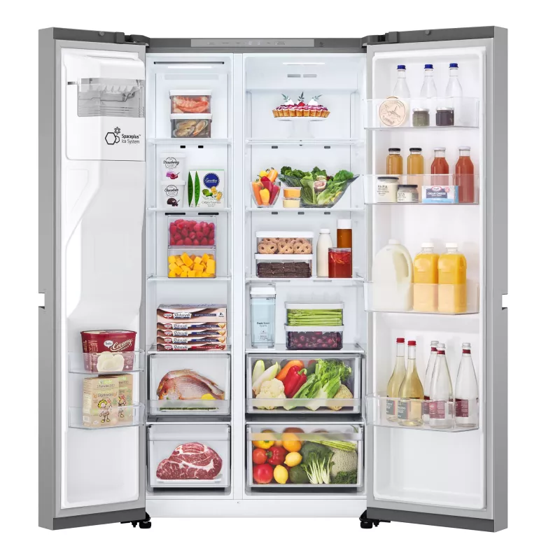 Šaldytuvas šalia šaldiklio LG GSLC41PYPE, 641 L, šaldytuvas 420 L / šaldiklis 221 L, laisvai pastatomas, sidabrinis
