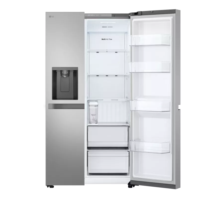 Šaldytuvas šalia šaldiklio LG GSLC41PYPE, 641 L, šaldytuvas 420 L / šaldiklis 221 L, laisvai pastatomas, sidabrinis