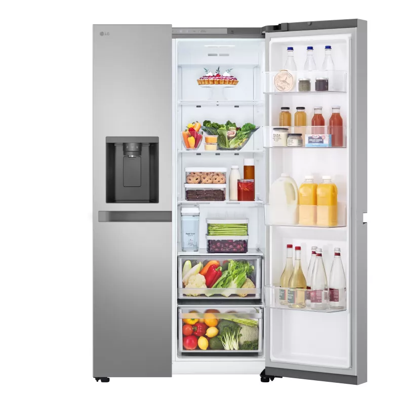 Šaldytuvas šalia šaldiklio LG GSLC41PYPE, 641 L, šaldytuvas 420 L / šaldiklis 221 L, laisvai pastatomas, sidabrinis