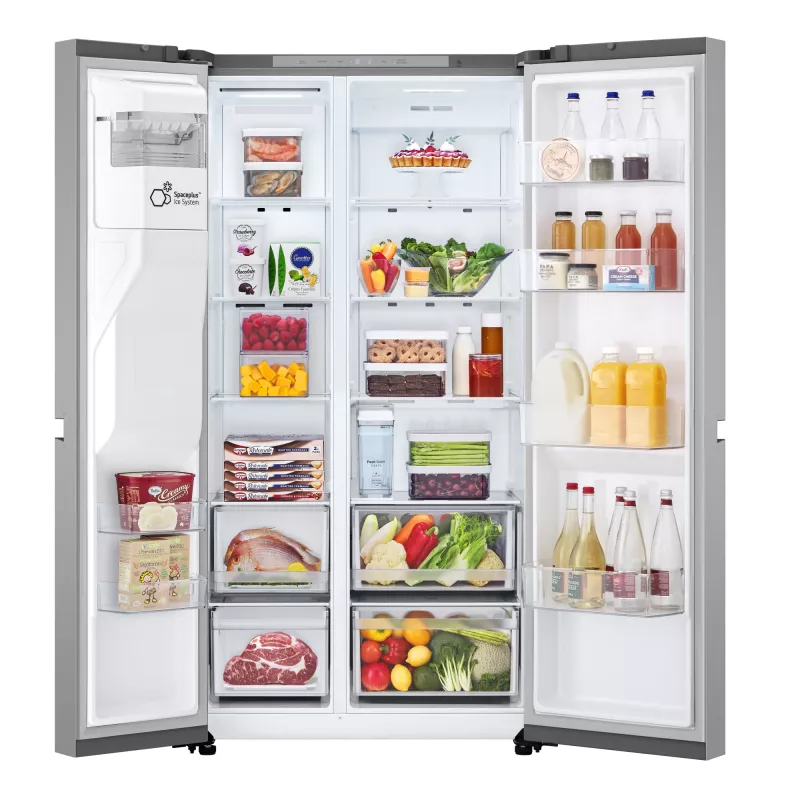 Šaldytuvas šalia šaldiklio LG GSLC41PYPE, 641 L, šaldytuvas 420 L / šaldiklis 221 L, laisvai pastatomas, sidabrinis