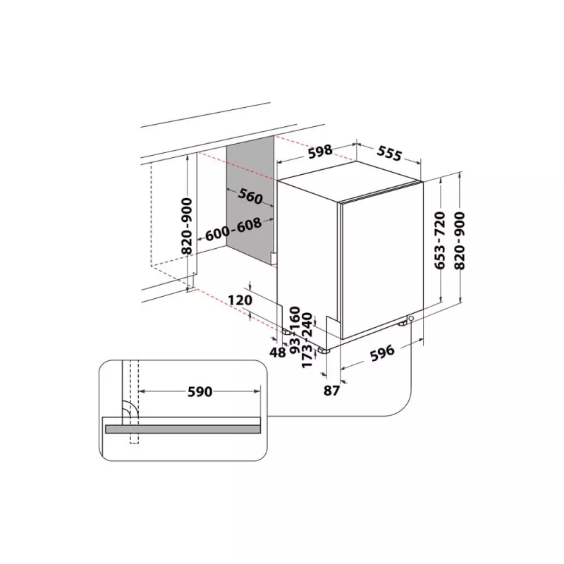 Indaplovė Whirlpool MaxiSpace W8I HT58 T, pilnai įmontuojama, 14 komplektų