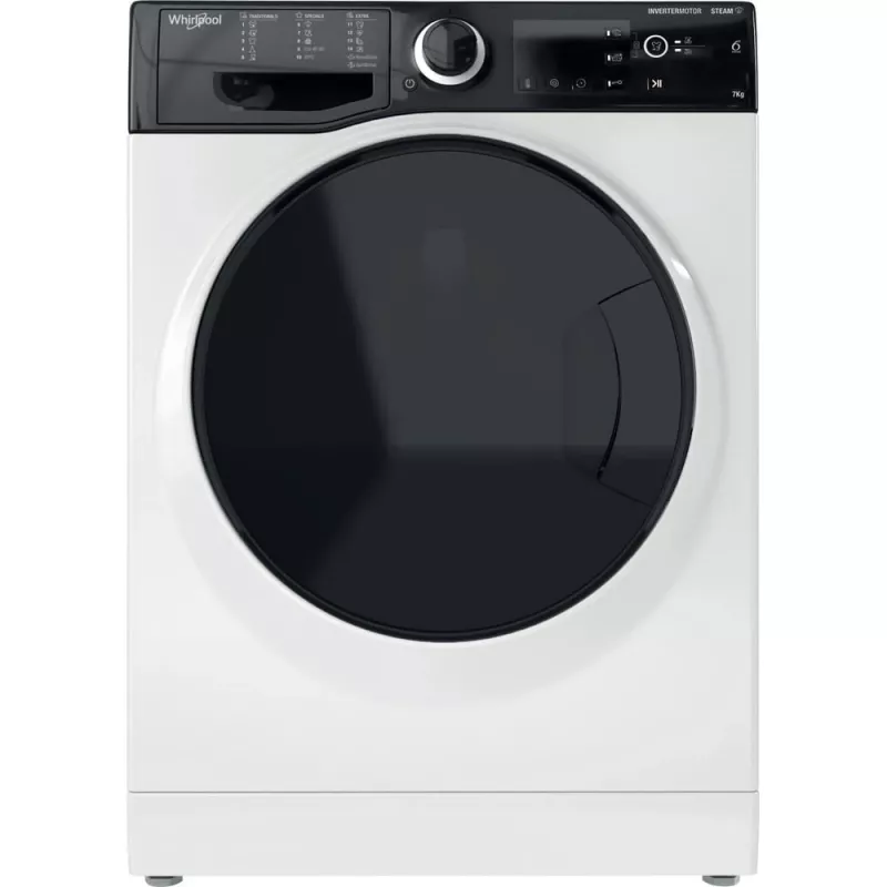Whirlpool WRSB 7259 D EU priekinio pakrovimo skalbimo mašina, 7 kg, 1151 aps./min., juoda, balta