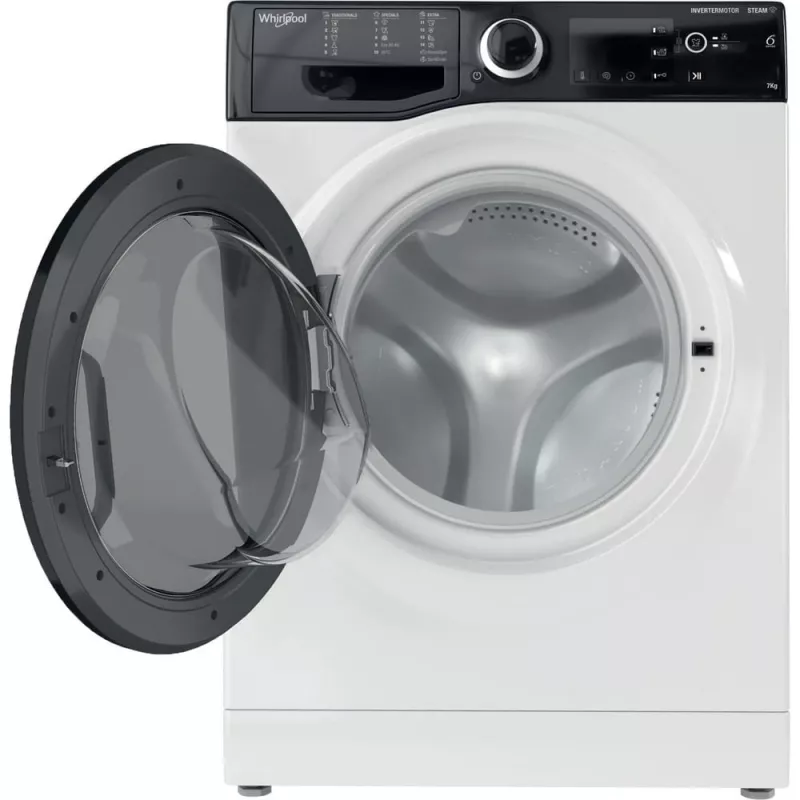 Whirlpool WRSB 7259 D EU priekinio pakrovimo skalbimo mašina, 7 kg, 1151 aps./min., juoda, balta