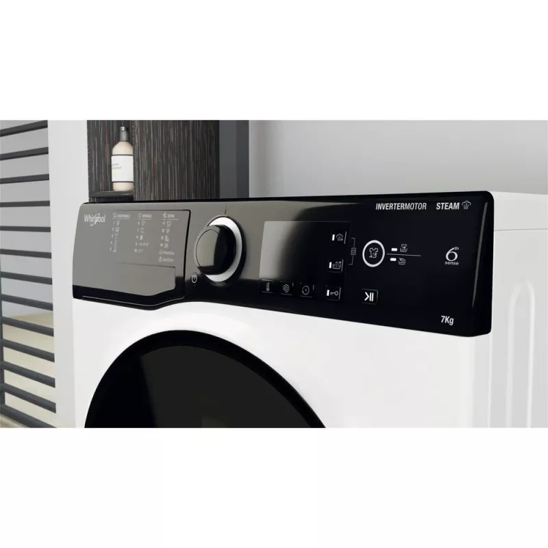 Whirlpool WRSB 7259 D EU priekinio pakrovimo skalbimo mašina, 7 kg, 1151 aps./min., juoda, balta