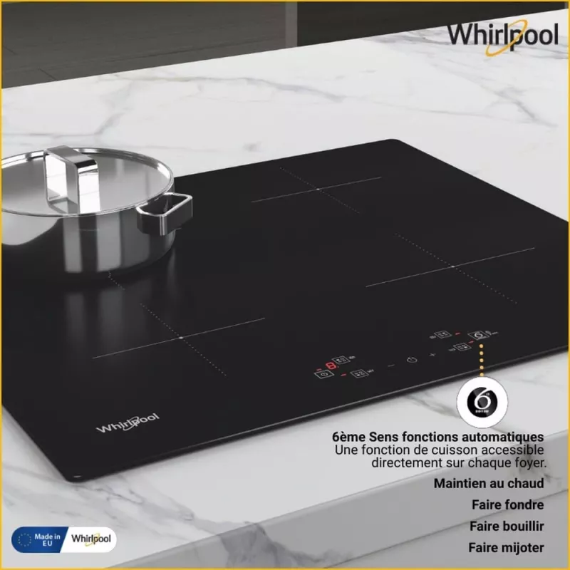 Whirlpool WS Q2160 NE juoda įmontuojama 59 cm zoninė indukcinė kaitlentė 4 zonos