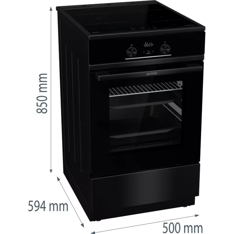 Gorenje GEIT5C60BPG Laisvai pastatoma viryklė Elektrinė Keraminė kaitlentė Juoda