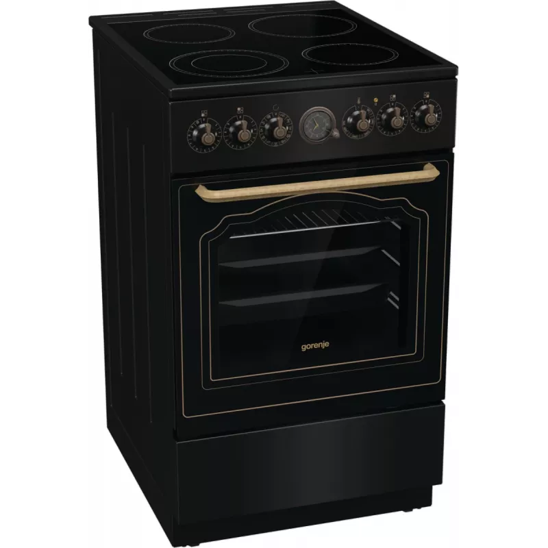 Gorenje GECS5B70CLB Laisvai pastatoma elektrinė viryklė su keramine kaitlente, juoda