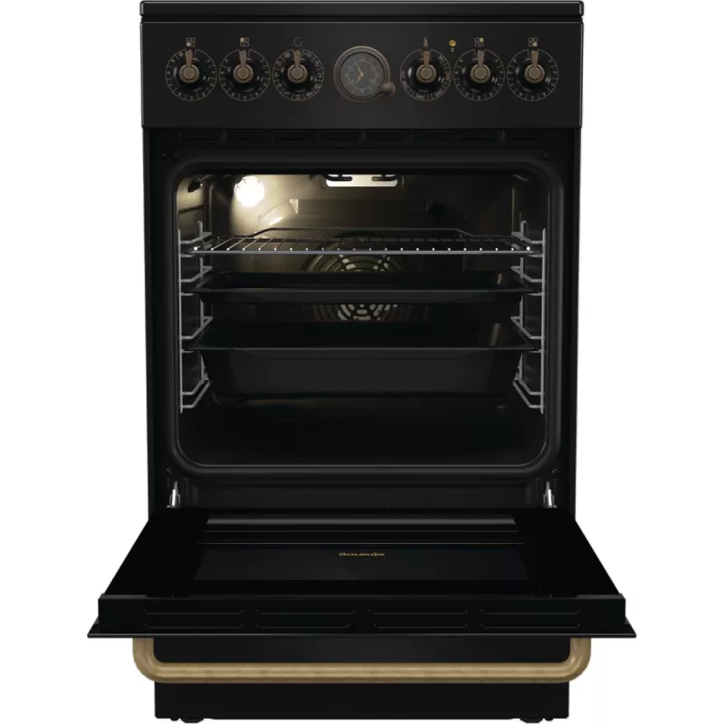 Gorenje GECS5B70CLB Laisvai pastatoma elektrinė viryklė su keramine kaitlente, juoda