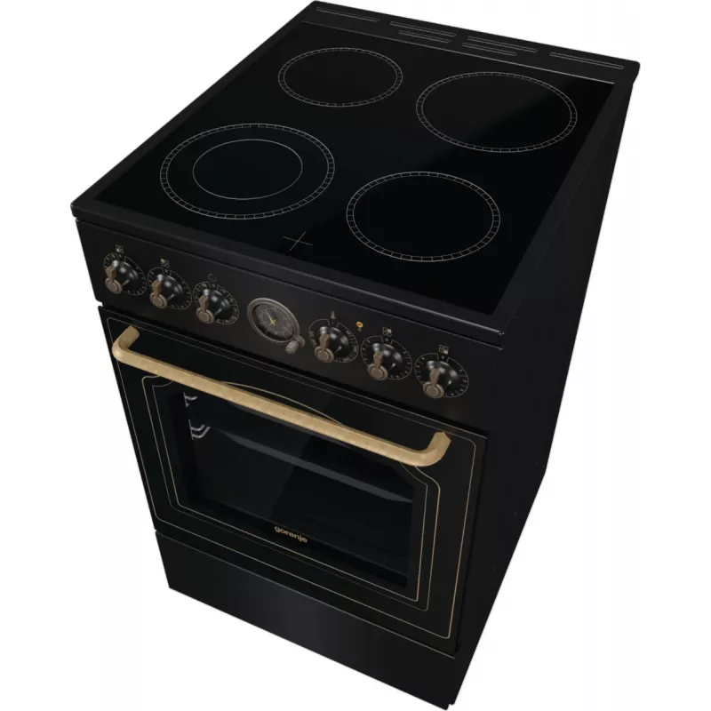 Gorenje GECS5B70CLB Laisvai pastatoma elektrinė viryklė su keramine kaitlente, juoda