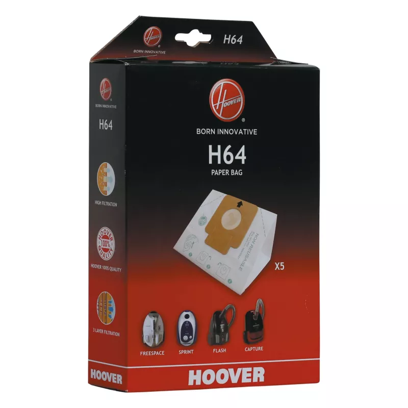 Hoover H64 BAG popieriniai dulkių maišeliai cilindriniams siurbliams