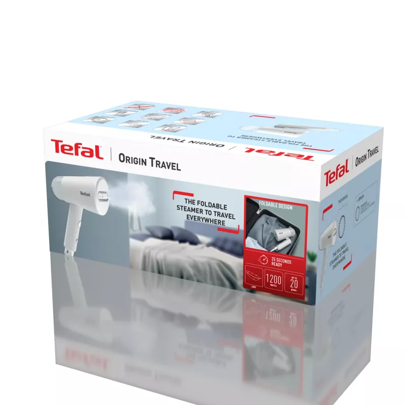 Tefal Origin Travel DT1020 Nešiojamas drabužių garintuvas 0,07 L 1200 W Pilka, Balta