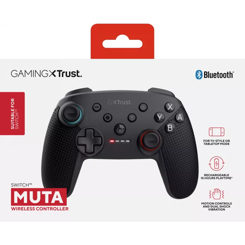 Trust GXT 1246 MUTA Black Bluetooth žaidimų pultas analoginis / skaitmeninis Nintendo Switch, Switch Lite, Switch OLED
