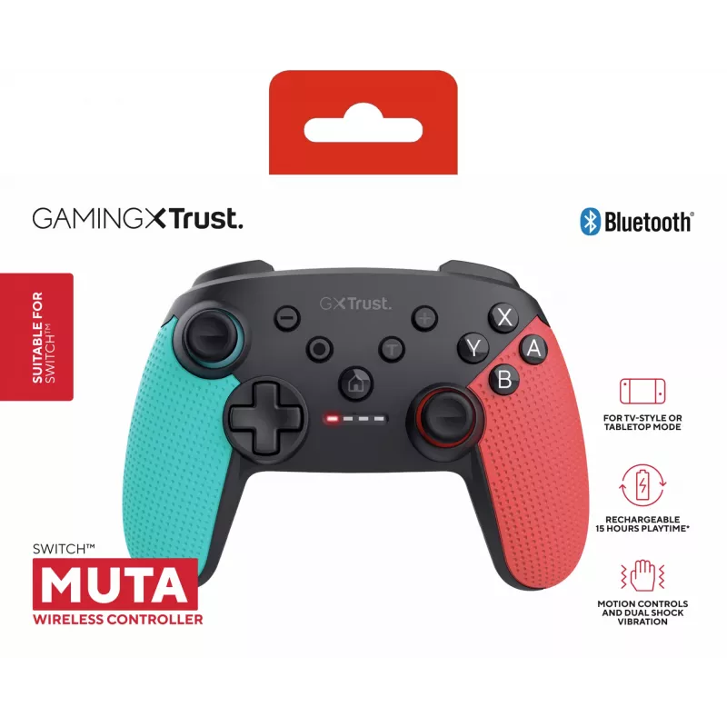 Trust GXT 1246B Muta Bluetooth žaidimų valdiklis be laido, skirtas Nintendo Switch, mėlynas/raudonas