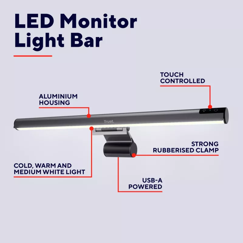 Trust Shyne juoda LED lempa monitoriui