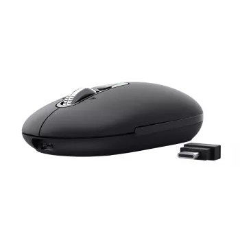 Pelė TRUST Seron Slim Multi – ambidekstrinė biuro pelė, optinė 3200 DPI, RF belaidė + Bluetooth, 7 mygtukų, juoda