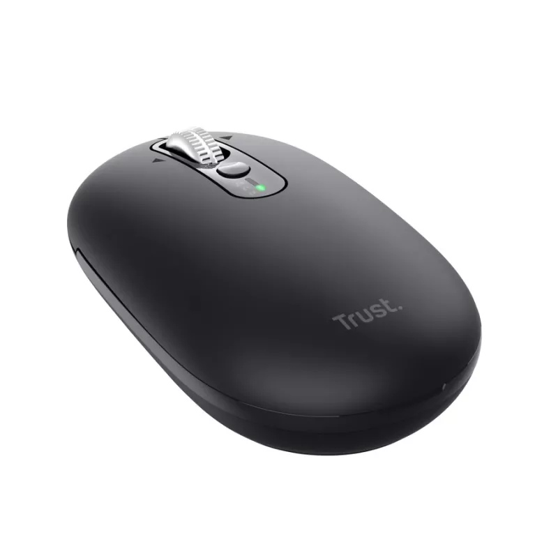 Pelė TRUST Seron Slim Multi – ambidekstrinė biuro pelė, optinė 3200 DPI, RF belaidė + Bluetooth, 7 mygtukų, juoda