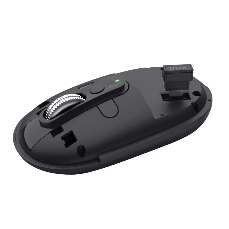Pelė TRUST Seron Slim Multi – ambidekstrinė biuro pelė, optinė 3200 DPI, RF belaidė + Bluetooth, 7 mygtukų, juoda