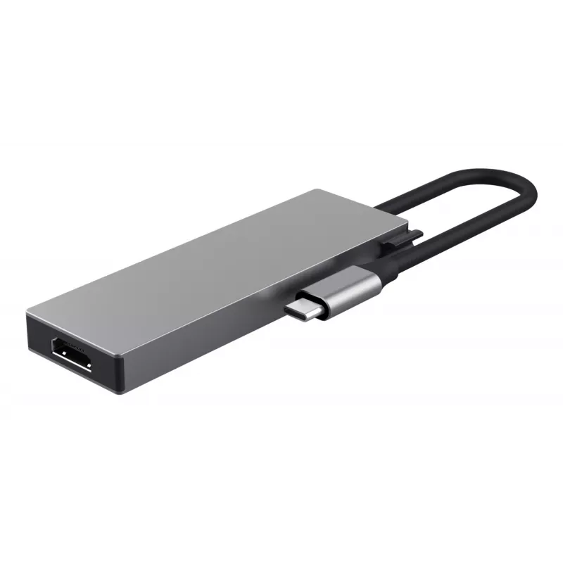 USB Type-C daugiafunkcis adapteris TRUST 26062 — HDMI + USB 3.2 Gen 1 Type-A & Type-C, pilkas, 5 prievadai