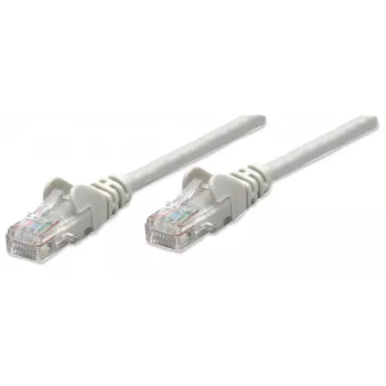 Intellinet tinklo jungiamasis kabelis, Cat5e, 10 m, pilka, CCA, U/UTP, PVC, RJ45, paauksuoti kontaktai, su apsauga nuo užkabinimo, su formuotais antgaliais, visą gyvenimą trunkanti garantija