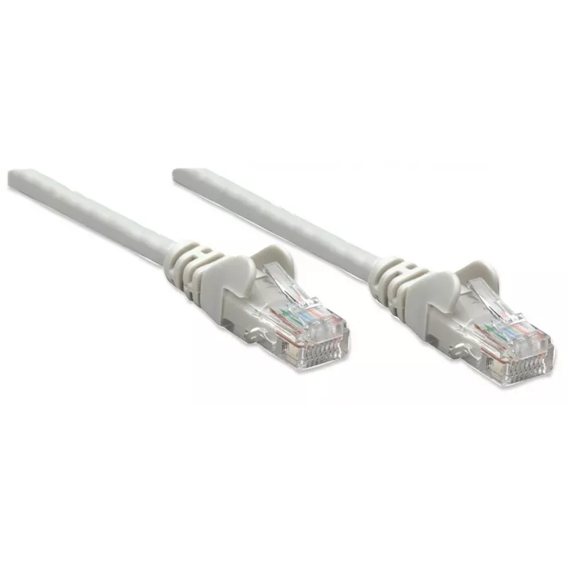Intellinet tinklo jungiamasis kabelis, Cat5e, 10 m, pilka, CCA, U/UTP, PVC, RJ45, paauksuoti kontaktai, su apsauga nuo užkabinimo, su formuotais antgaliais, visą gyvenimą trunkanti garantija