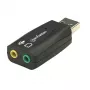 Manhattan USB-A garso adapteris, USB-A į 3,5 mm mikrofono ir garso išvesties prievadus, 480 Mbps (USB 2.0), palaiko 3D ir virtualų 5.1 erdvinį garsą, Hi-Speed USB, juodas, trejų metų garantija