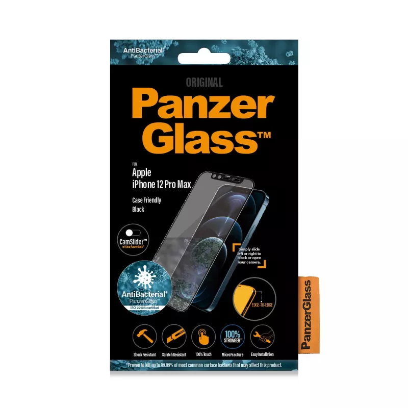 PanzerGlass® CamSlider® Screen Protector iPhone 12 Pro Max | Kraštas iki krašto