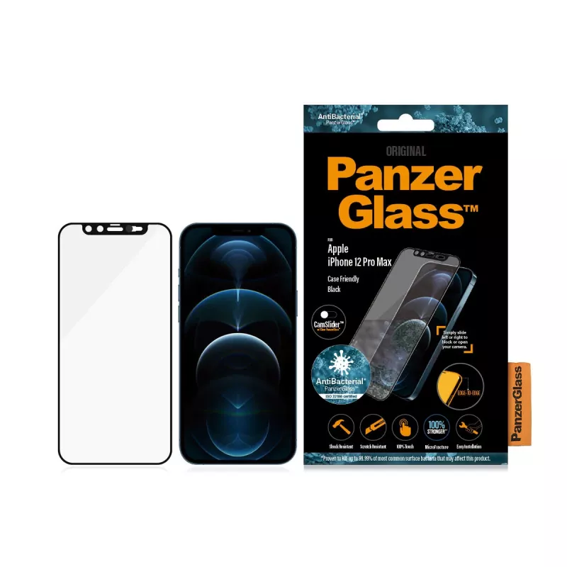 PanzerGlass® CamSlider® Screen Protector iPhone 12 Pro Max | Kraštas iki krašto