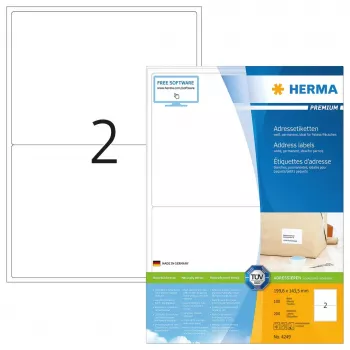 Adresiniai lipdukai Premium HERMA A4 199,6x143,5 mm 200 vnt.