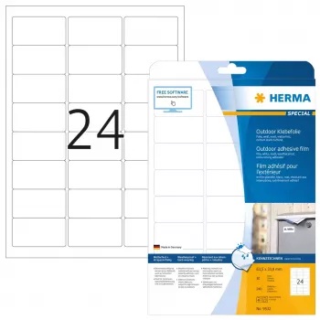 Lipnūs etikečių lapai HERMA Labels A4 lauko plėvelė 63,5x33,9 mm