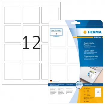 Lipnios etiketės HERMA 10109 A4 60x60 mm kvadratinės baltos