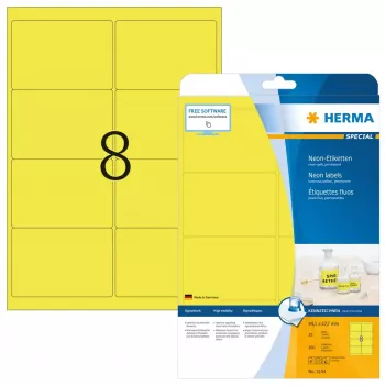 Lipdukai HERMA Neon A4 99,1x67,7 mm šviesiai geltoni 160 vnt.