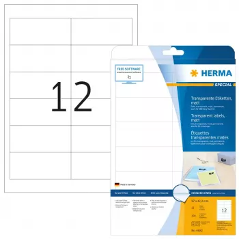 Lipnioji etiketė HERMA skaidri matinė A4 97x42.3 mm plėvelė 300 vnt.