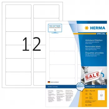 Nuimamos etiketės HERMA A4 88,9x46,6 mm balta Movables 1200 vnt.