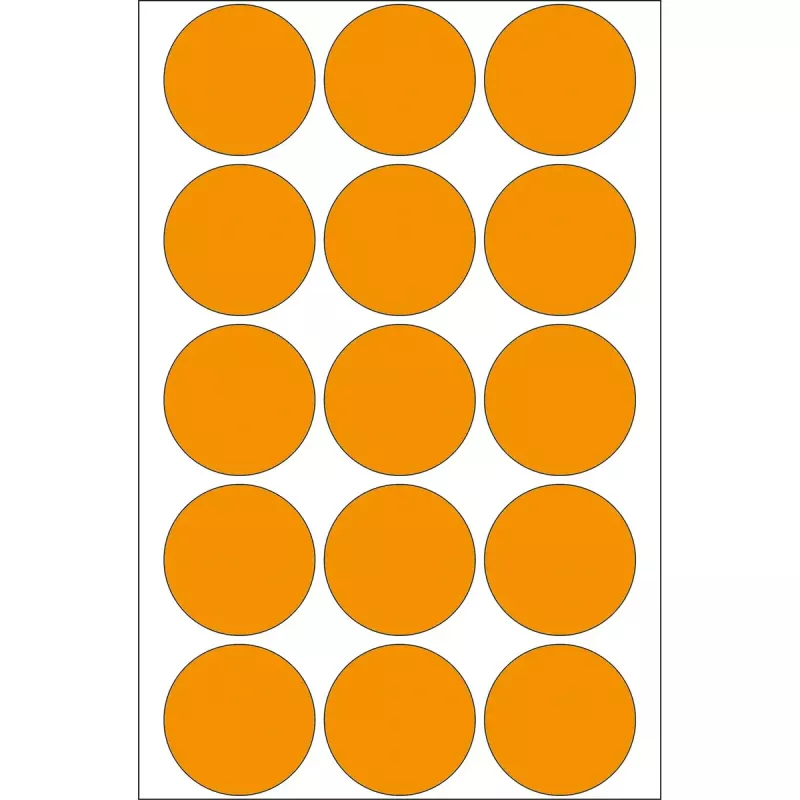Įvairios paskirties etiketės HERMA 2274 švytinčiai oranžinės apvalios 32 mm 360 vnt.