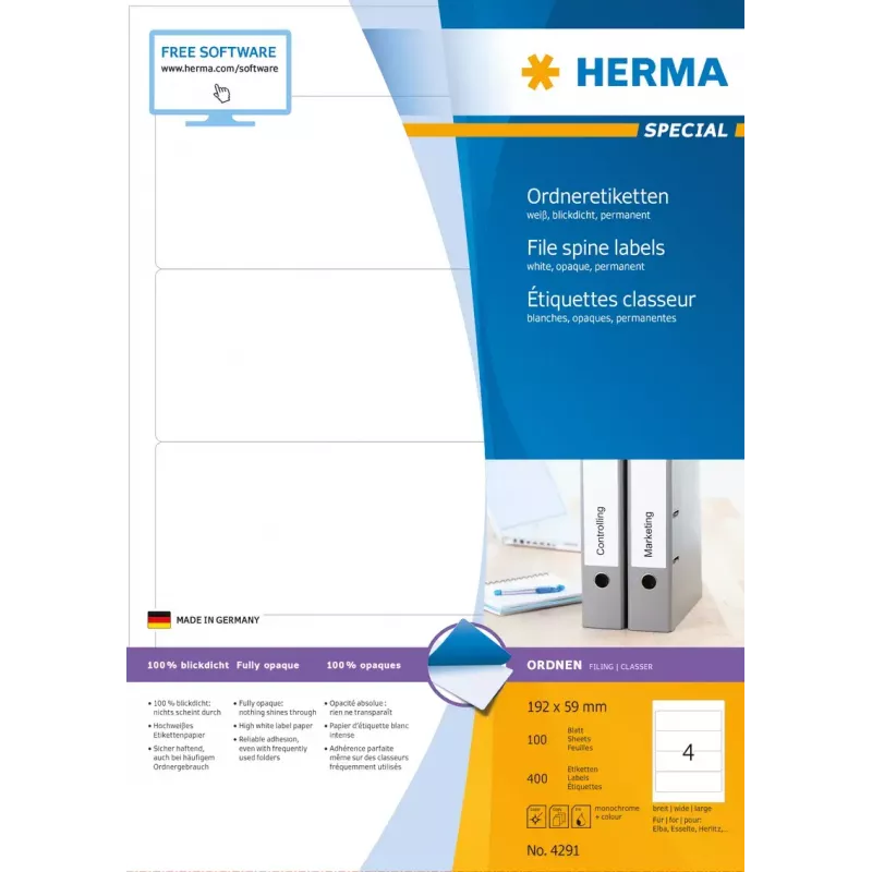 Lipnių etikečių rinkinys HERMA bylų etiketės A4 192x59 mm
