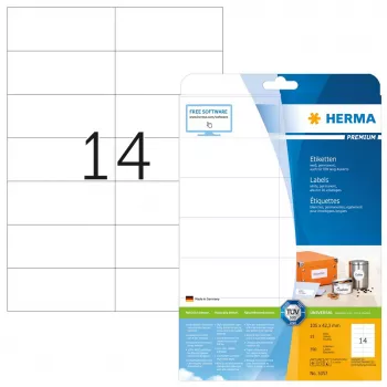 Lipni etiketė spausdintuvui HERMA Premium A4 105x42,3 mm 350 vnt.