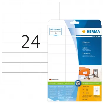 Lipnūs etikečių lapai HERMA Labels Premium A4 70x37 mm
