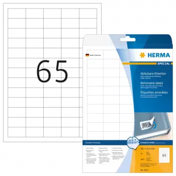 Lipnių etikečių lapai HERMA 1625 vnt A4 38,1x21,2 mm