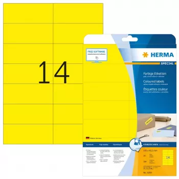 Lipnios etiketės HERMA 5058 geltonos 105x42,3 mm 280 vnt