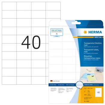 Lipnių etikečių rinkinys HERMA Labels skaidrus matinis A4 52,5x29,7 mm plėvelė 1000 vnt.