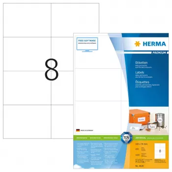 HERMA Labels Premium A4 105x74 mm baltas matinis popierius 1600 vnt.