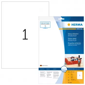 Lipni etiketė spausdintuvui HERMA Inkjet blizgios etiketės A4 210x297 mm baltas popierius blizgus 10 vnt.