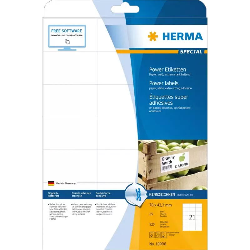 Lipnūs etikečių lapai HERMA Labels A4 70x42,3 mm