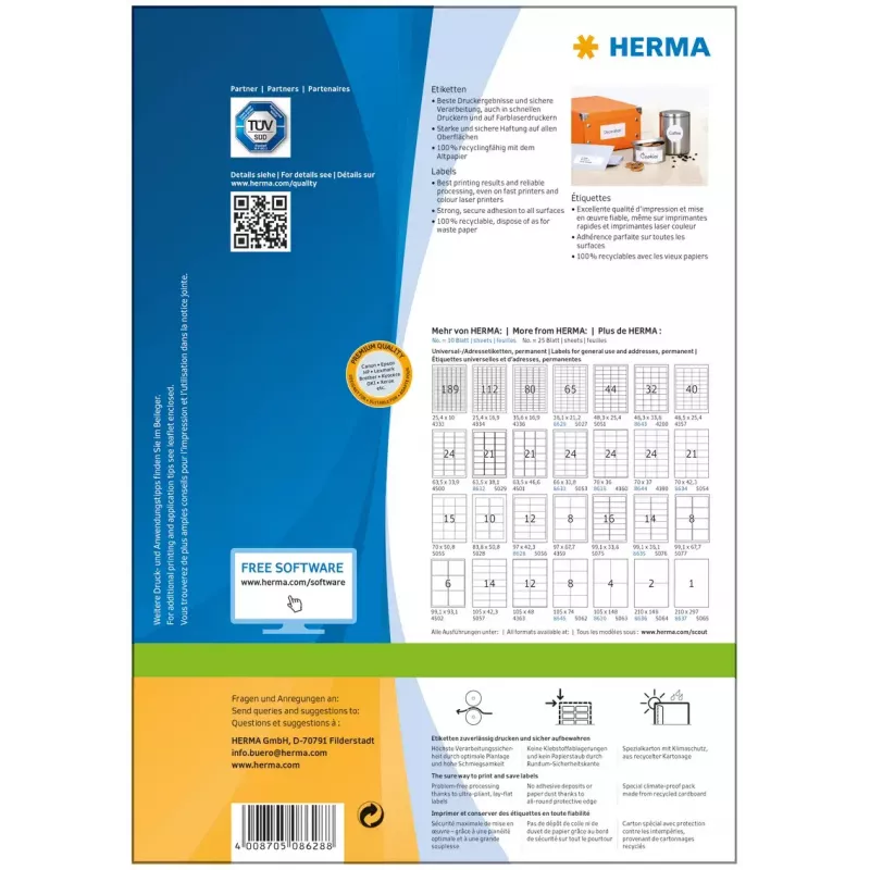 Lipnių etikečių rinkinys HERMA Labels Premium A4 97x42,3 mm