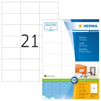 Lipnių etikečių lapai HERMA Labels Premium A4 70x42,3 mm