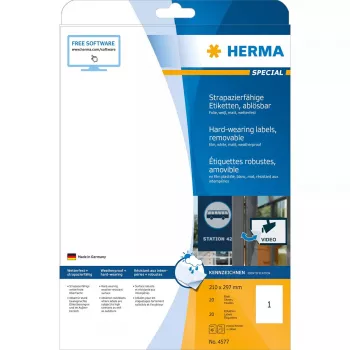 Lipni etiketė HERMA 4577 Nuimama balta